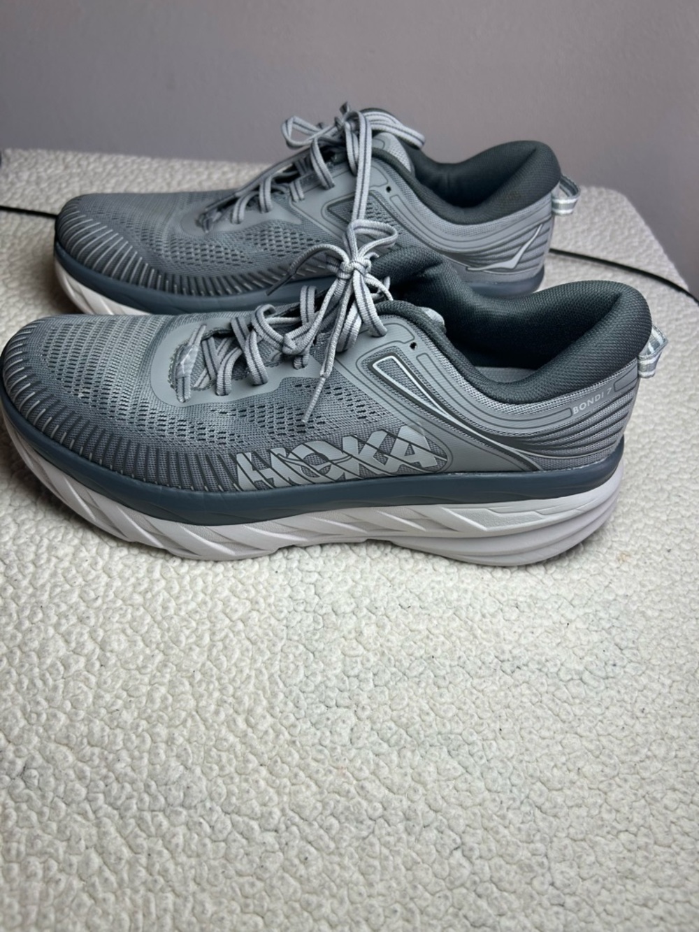 Hoka One One MBONDI7 ,Men's Grey Mesh Running Shoes size 10 - Picture 2 of 7